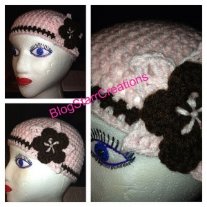 Pink & Brown Flower Hat- colors of choice