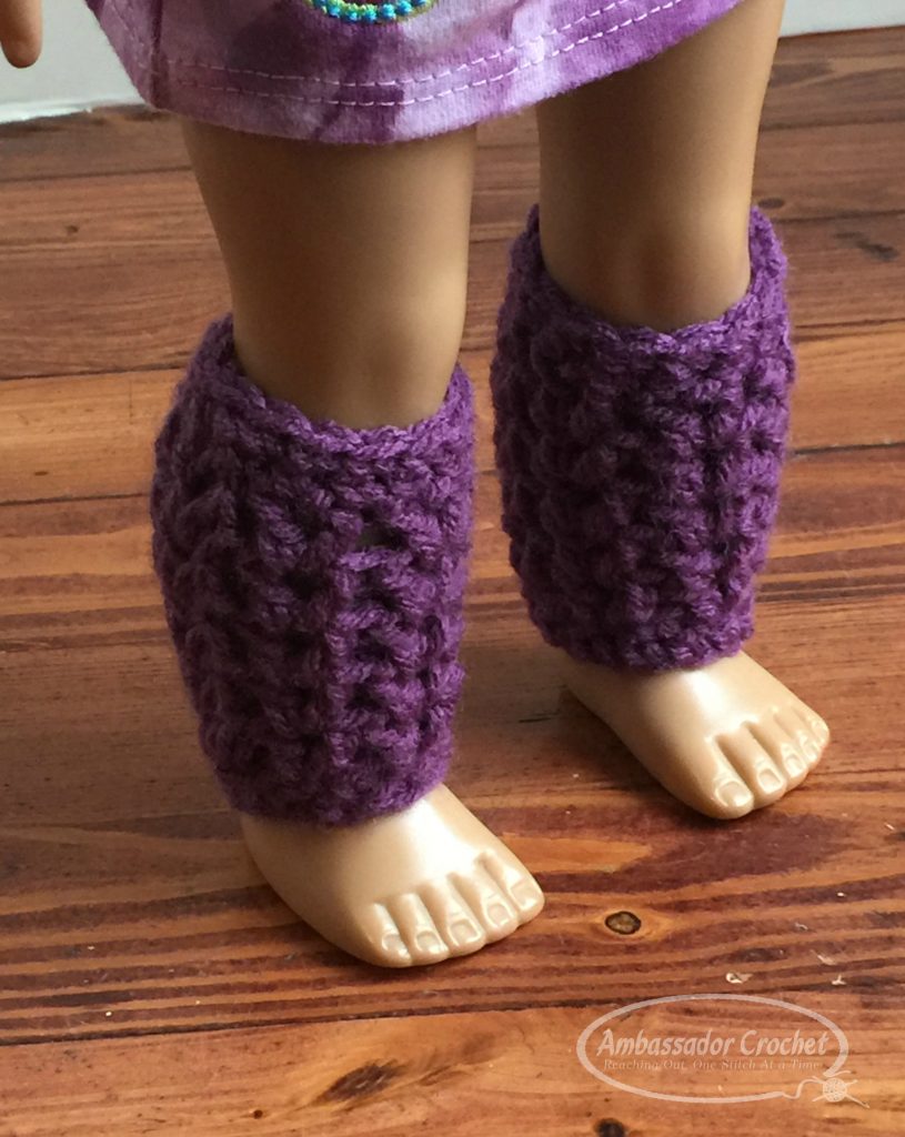 18" doll slouchy and leg warmers setl. Free crochet pattern by Ambassador Crochet. - will fit American Girl, Our Generation, Journey girls, and many more brand dolls.