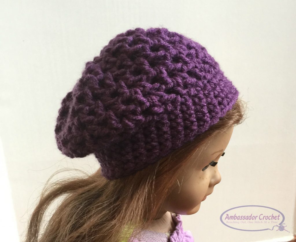 18" doll slouchy and leg warmers setl. Free crochet pattern by Ambassador Crochet. - will fit American Girl, Our Generation, Journey girls, and many more brand dolls.