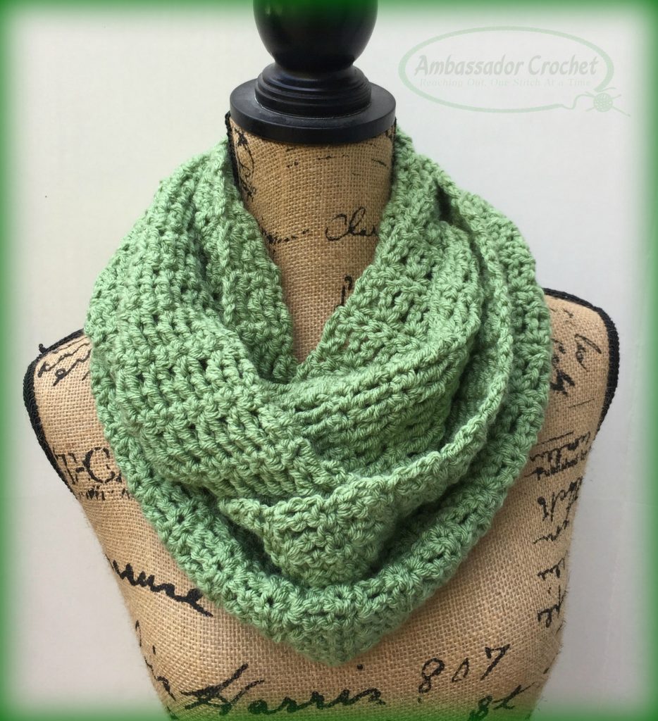 The Astoria Infinity was designed for A Heart for the Homeless donations and is a free pattern by Ambassador Crochet.