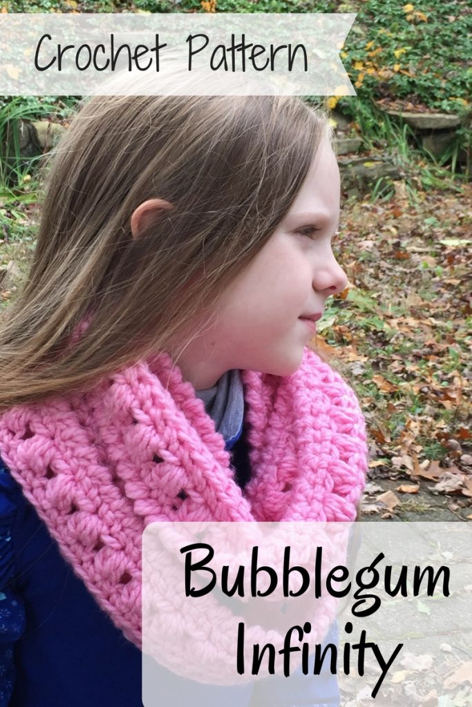 Bubblegum Infinity Scarf crochet pattern by Ambassador Crochet. A quick, fun pattern for all ages.