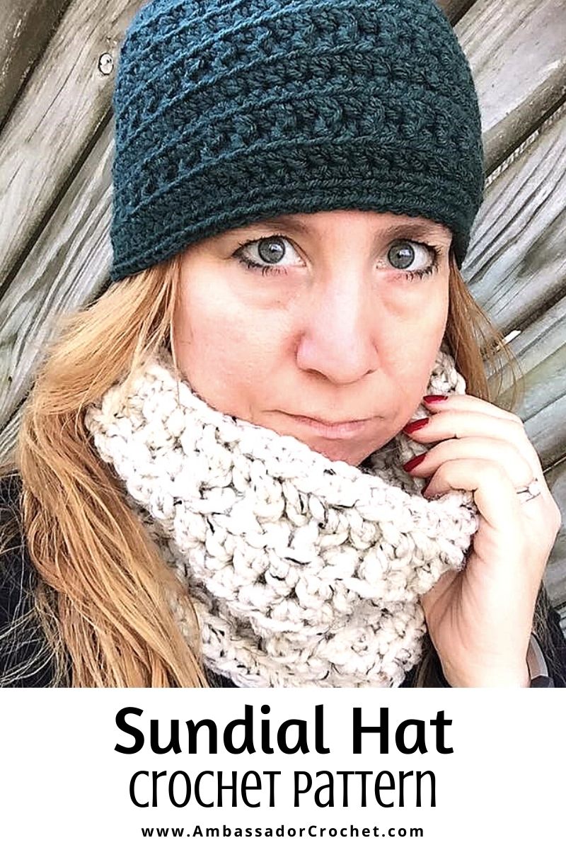 crochet hat pattern that has a pattern which resembles a sundial
