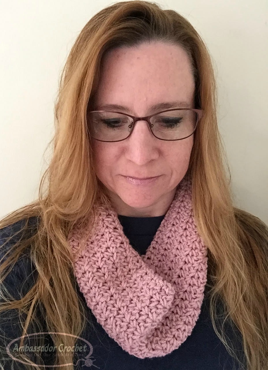 Blushing Petals Infinity - free crochet pattern by Ambassador Crochet.