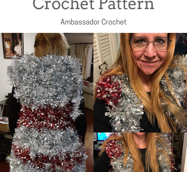 Ugly sweater crochet pattern made out of tinsel garland
