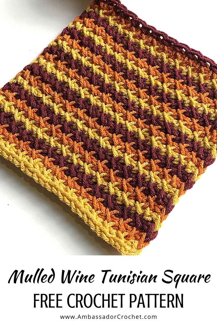 Crochet Blanket square in the fall colors of mulled wine.
