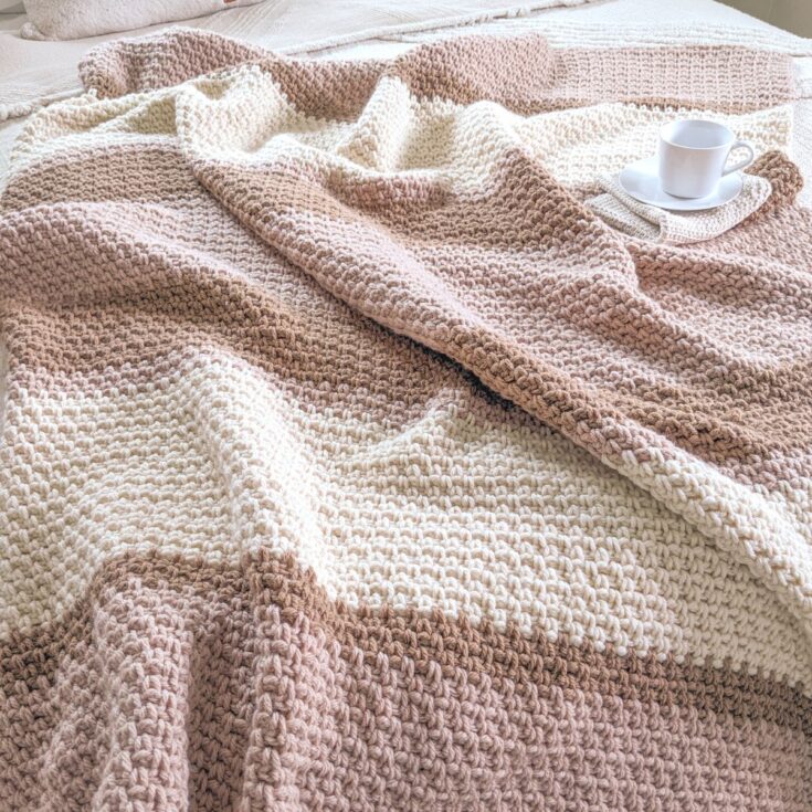 Image for Crochet Striped Moss Stitch Blanket – Free Pattern