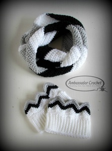 Chevron Infinity Scarf & Boot Cuffs pattern set by Ambassador Crochet - pattern $4.50